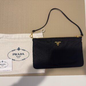 Brand New Condition Prada Black Tessuto Nylon Mini Bag Gold Hardware